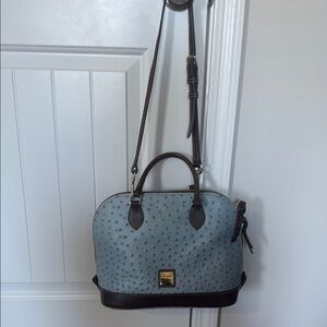 Elegant Blue and Brown Handbag
